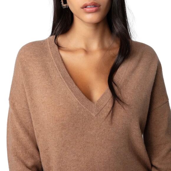 Zadig & Voltaire Vivi Ws Star Patch Cashmere Sweater Camel Color NWT Small - Picture 4 of 12